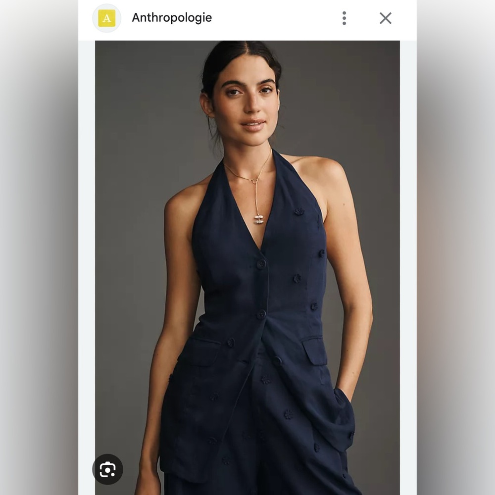 Anthropologie linen halter vest